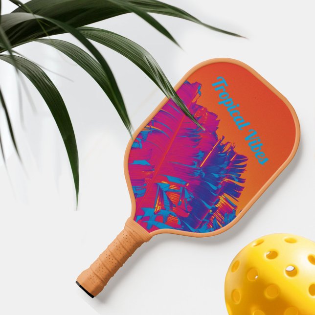 Raquette De Pickleball Vibes tropicales psychédéliques Palm Trees multico (Créateur téléchargé)