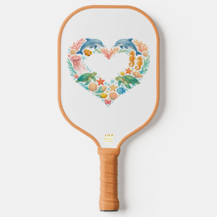 Raquette De Pickleball Vie marine en forme de cœur