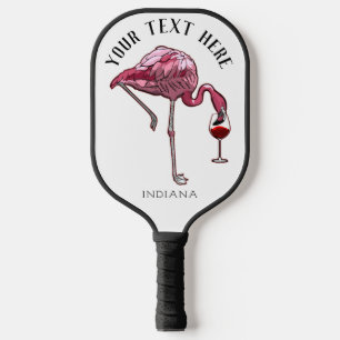 Raquette De Pickleball Vin Flamant rose Cute Boire Nouveautés Cadeaux