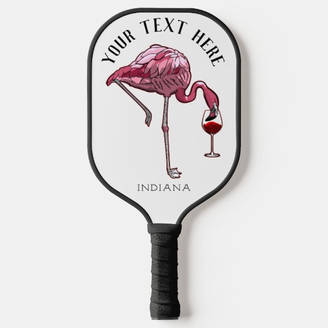 Raquette De Pickleball Vin Flamant rose Cute Boire Nouveautés Cadeaux (Recto)