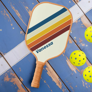 Raquette De Pickleball Vintage cinq rayures avec nom