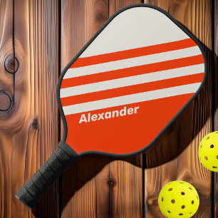 Raquette De Pickleball Vintage Sport Rayures Orange Coucher de Soleil ave