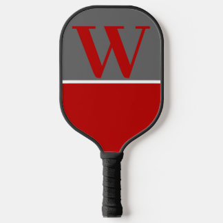 Raquette De Pickleball Vivid Red & Grey College Couleurs Monogramme
