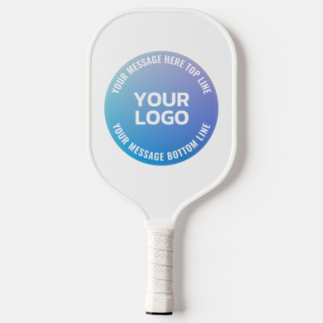 Raquette De Pickleball Votre logo | Ombre bleue à violet et texte circula (Verso)