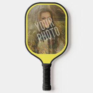 Raquette De Pickleball Votre photo Arrondi Bordure jaune Pickleball Paddl