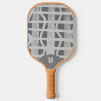 Raquette De Pickleball Wacky Boho Gray Monotone Painted Monogramed