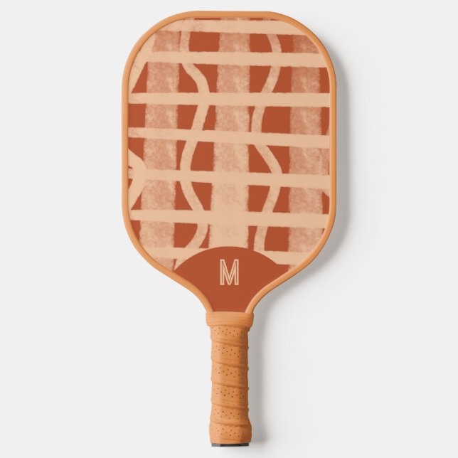 Raquette De Pickleball Wacky Boho Terracotta Painted Monogramed (Recto)
