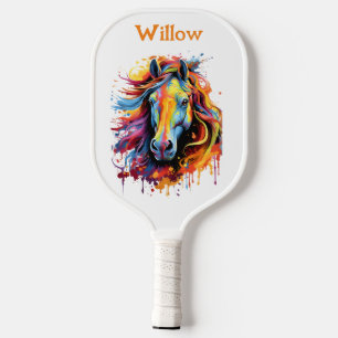 Raquette De Pickleball Watercolor Cheval Head Moderne Monogramme Pickleba