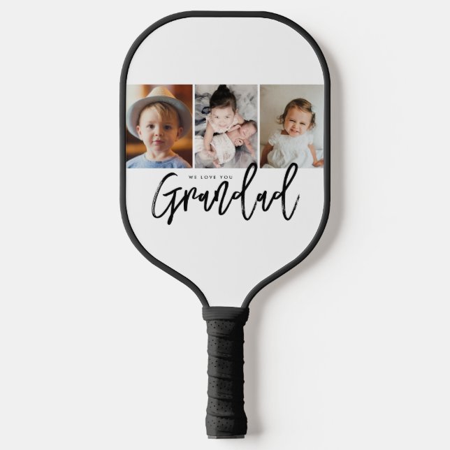 Raquette De Pickleball We Love You Grandad Custom Photo gift Collage (Recto)