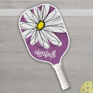 Raquette De Pickleball Whimsical Daisy - orchidée - nom de script tendanc