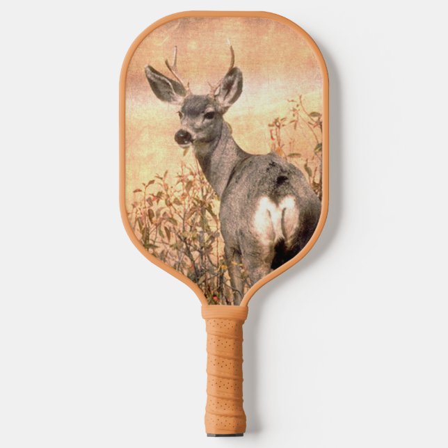 Raquette De Pickleball Young Deer en Fleur sauvage avec Grungy Texture Ar (Recto)