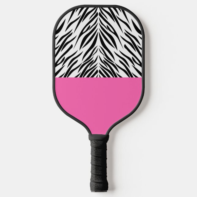 Raquette De Pickleball Zèbre noir et blanc et rose chaud (Recto)