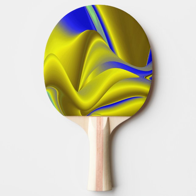 Raquette De Ping Pong 3D Abstract Rainbowart in Gold Yellow Blue (Devant)