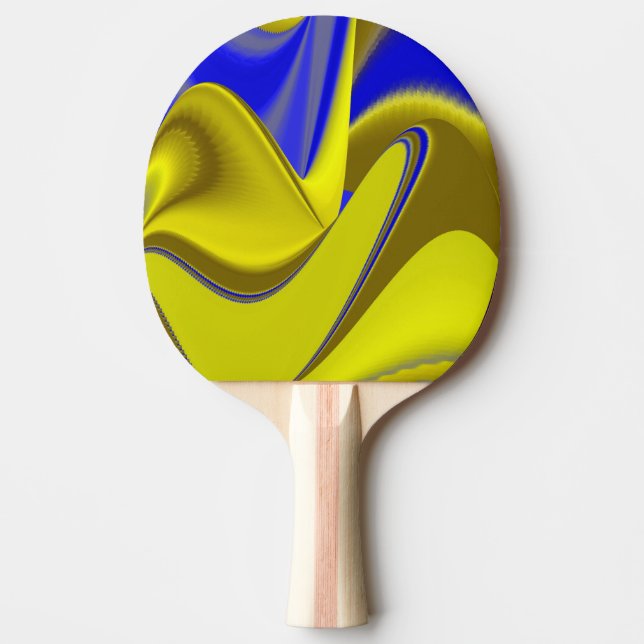 Raquette De Ping Pong 3D Abstract Rainbowart in Gold Yellow Blue (Devant)