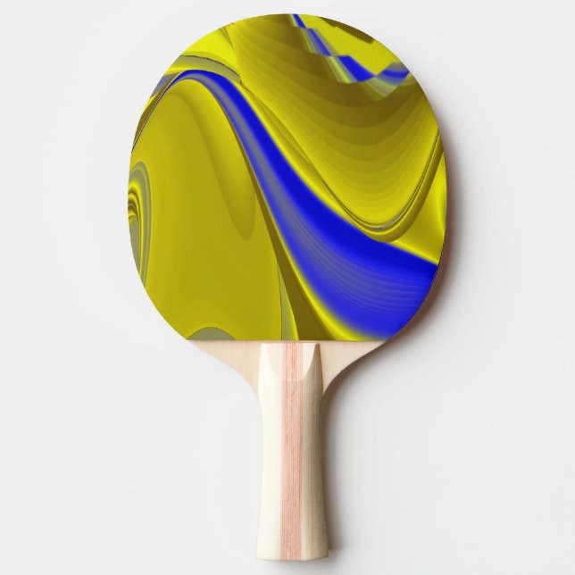Raquette De Ping Pong 3D Abstract Rainbowart in Gold Yellow Blue (Devant)