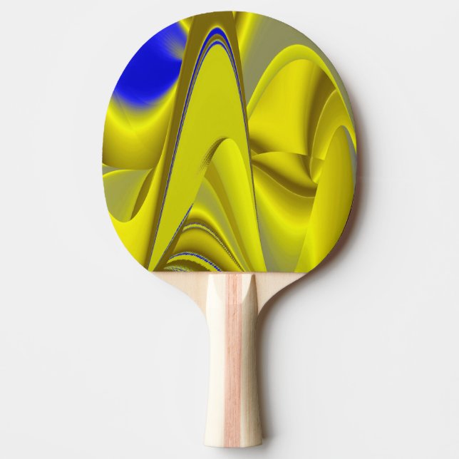 Raquette De Ping Pong 3D Abstract Rainbowart in Gold Yellow Blue (Devant)