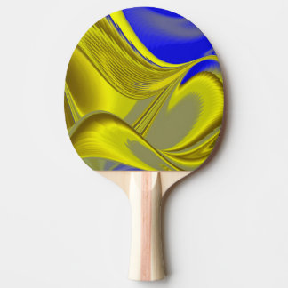 Raquette De Ping Pong 3D Abstract Rainbowart in Gold Yellow Blue