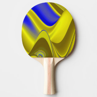 Raquette De Ping Pong 3D Abstract Rainbowart in Gold Yellow Blue