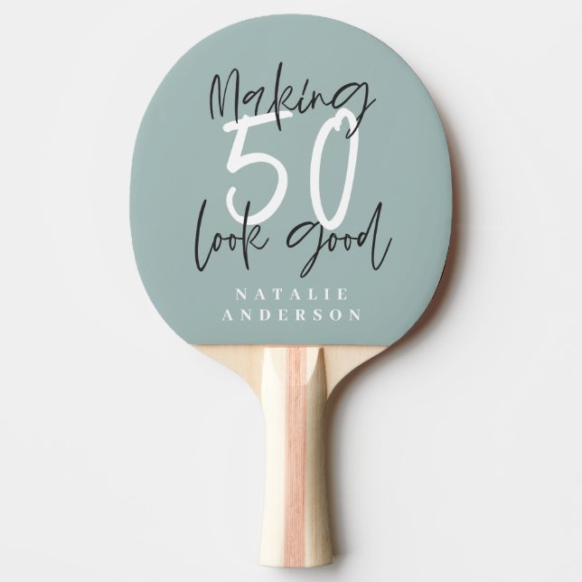Raquette De Ping Pong 50e anniversaire initiales cadeaux personnalisés (Devant)