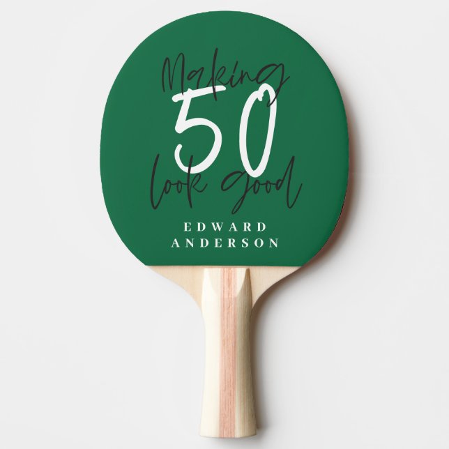 Raquette De Ping Pong 50e anniversaire initiales cadeaux personnalisés (Devant)