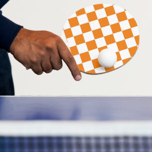 Raquette De Ping Pong à damiers orange et blanc