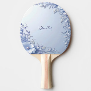 Raquette de ping pong à fleurs ornées bleues