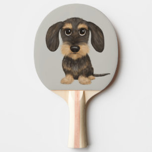 Raquette De Ping Pong À poils durs Dachshund   Teckel de chien de carica