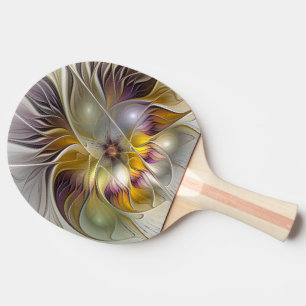 Raquette De Ping Pong Abstrait Imaginaire coloré Fleur moderne Fractal