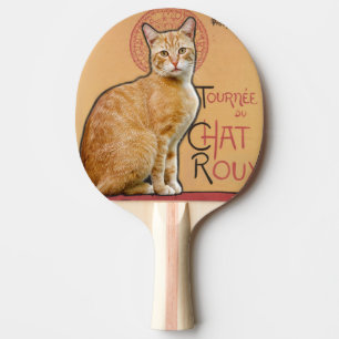Raquette De Ping Pong Affiche de style vintage français Chat orange