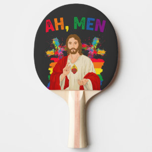 Raquette De Ping Pong Ah Men Funny LGBT Gay pride Jesus Christian