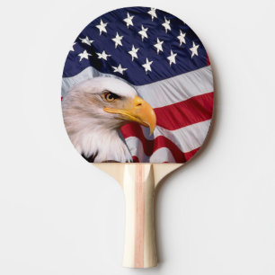 Raquette De Ping Pong Aigle à tête blanche avec drapeau américain