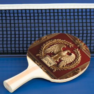 Raquette De Ping Pong Aigle impérial romain d'or sur le rouge no 4