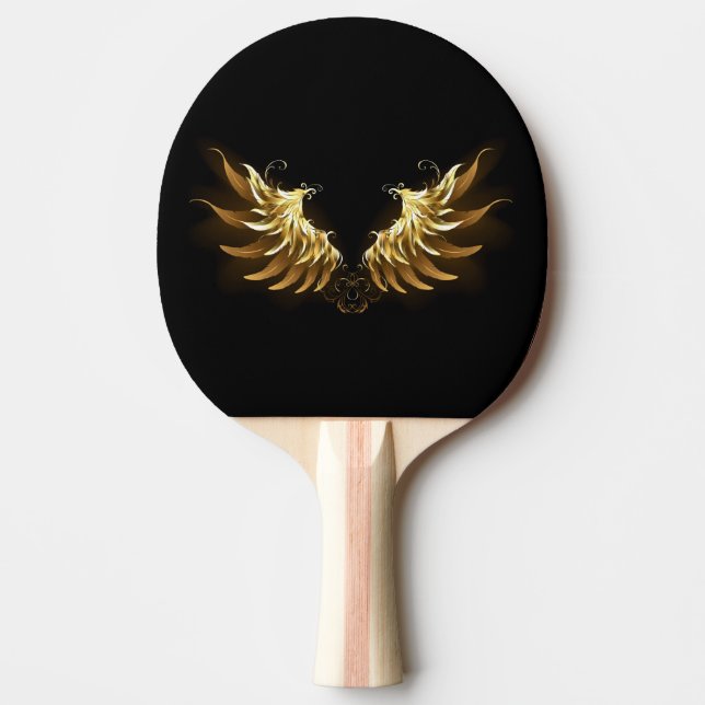 Raquette De Ping Pong Ailes d'Ange d'or sur arrière - plan noir (Devant)