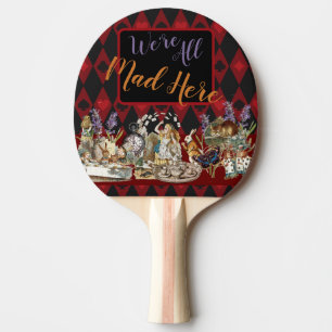 Raquette De Ping Pong Alice Aventures avec le Chat de Cheshire Fou du Pa