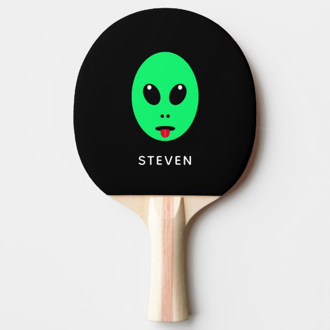 Raquette De Ping Pong Alien noir vert personnalisé (Devant)