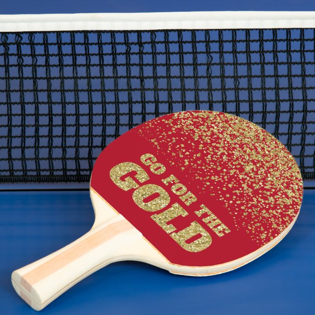 Raquette De Ping Pong Allez pour la Parties scintillant d'or rouge (Insitu)