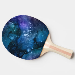 Raquette De Ping Pong Amateurs de Galaxie Ciel Bleu Étoilé Étincelles Bl