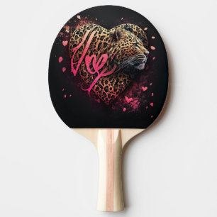 Raquette De Ping Pong Amour graffiti art cœur léopard