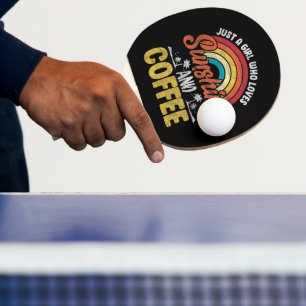 Raquette De Ping Pong Amoureux du soleil rétro et du café