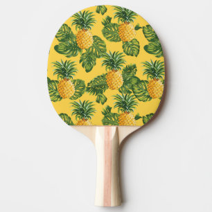 Raquette De Ping Pong Ananas et Feuilles tropicaux en or