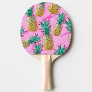 Raquette De Ping Pong Ananas Tropicaux & Marbre Rose Moderne Coloré