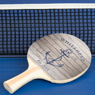 Raquette De Ping Pong Ancre nautique Monogramme Bois beige