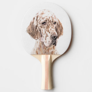 Raquette De Ping Pong Anglais Setter Orange Belton Peinture Chien Art