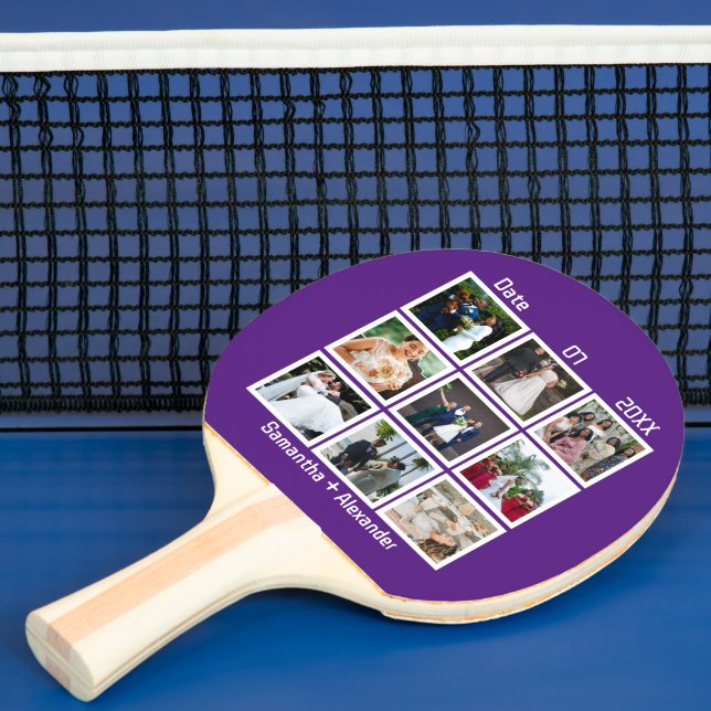 Raquette De Ping Pong Anniversaire de mariage personnalisé moderne 9 pho (Insitu)