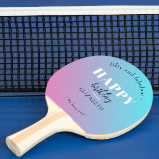 Raquette De Ping Pong Anniversaire Design minimaliste aux couleurs paste