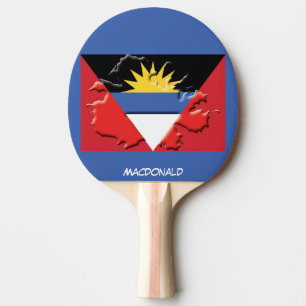 Raquette De Ping Pong ANTIGUA BARBUDA DRAPEAU & CARTE BLEU personnalisé