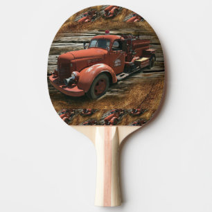 Raquette De Ping Pong Antique Fire Truck Vintage Fire