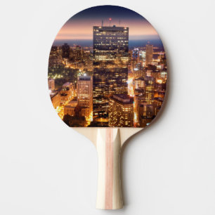 Raquette De Ping Pong Aperçu de Boston la nuit