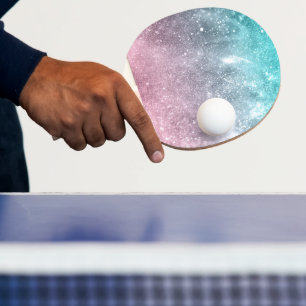 Raquette De Ping Pong Aqua blue Pink ombre mer galaxie abstraite