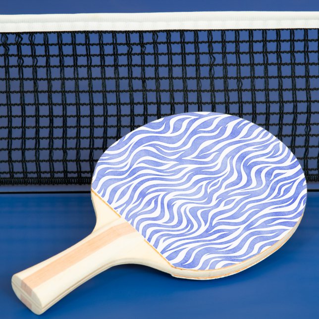 Raquette De Ping Pong Aquarelle bleue Zebra Print (Insitu)